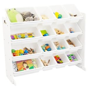 Humble Crew Supersized Toy Storage Organizer with 16 Removable Bins, White/White – Large Toy Storage for Toddlers Ideal for Kids' Rooms, Playrooms, and Nurseries - Modern Toy Bins for Kids