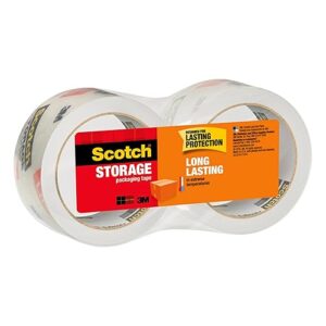 Scotch Long Lasting Storage Packing Tape, Clear, Storage Tape for Storing Away Christmas Decorations, 1.88 in x 54.6 yd,2 Rolls