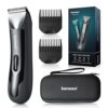 kensen Body Hair Trimmer for Men, Electric Groin Hair Trimmer, Rechargeable Body Groomer, Replaceable Ceramic Blade Heads, Waterproof Wet/Dry Clippers