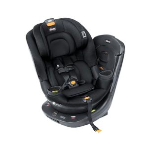 Chicco Fit360 ClearTex Rotating Convertible Car Seat with 360 Degree Rotation for Rear-Facing and Forward-Facing Usage, LeverLock Self-Tensioning Lock System | Black/Black