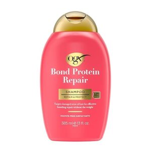 OGX Repair & Protect Bond Protein Shampoo, Lightweight Hair Wash Cleanses & Targets Damaged Areas for Effective Bond Repair, Sulfate-Free Surfactants, 13 fl. oz