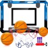 Basketball Mini Hoop Indoor Boys Gifts for Kids Adults, Door Room Basketball Mini Hoop with Balls, Basketball Accessories for Teen Boy Gifts, Blue