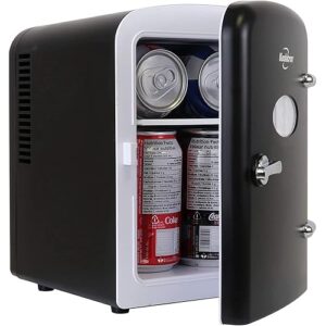 Koolatron Mini Fridge - Refrigerator for Bedroom Office, Portable Table Top Beverage Cooler, 12V 110V Refrigerador For Drinks, Soda, Wine, Breast Milk, Use In Car, Dorm, Outdoor, Patio, 6 Can