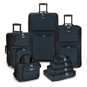 Travel Select Amsterdam Expandable Rolling Upright Luggage, Navy, 8-Piece Set