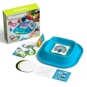 Discovery™ 3D Neon Spin Motorized Art Station – Includes Spin Art Machine, 3D Glasses, Neon Paints, Templates, Paper| Arts and Crafts for Kids| Art Supplies Painting Set Activity Kit for Boys & Girls