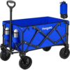 Collapsible Folding Wagon Cart 150L,Heavy Duty Garden Cart with All Terrain Wheels,Portable Large Capacity Utility Wagon Cart for Camping Fishing Sports Shopping,Royal Blue