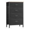 SONGMICS Dresser for Bedroom, Storage Organizer Unit with 4 Fabric Drawers, Chest of Drawers, Steel Frame, for Living Room, Entryway, Rustic Brown and Black ULTS214B01