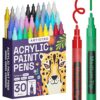 ARTISTRO Dual Tip Acrylic Paint Markers - Easy for All Ages & Levels Acrylic Paint Pens for Fabric, Rocks, Paper, Wood, Canvas, Glass, DIY (Medium Tip, 30)