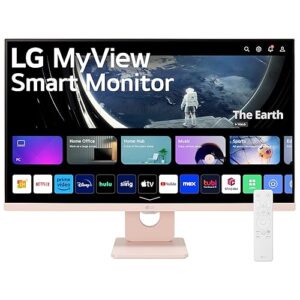 LG 27SR50F-P MyView Smart Monitor 27-Inch FHD (1920x1080) IPS Display, webOS 23, HDR 10, x2 Built-in Speakers, AirPlay 2, Screen Share, Bluetooth, ThinQ App, Remote Control, Pink