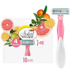 BIC Soleil Escape Women's Disposable 4 Blade Razors, Citrus Scented Handles, Bikini Line Razor, 10-Pack