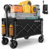 Collapsible Foldable Wagon Cart | 220lbs Weight Capacity | Lightweight & Portable Folding Utility Grocery Shopping Cart with Wheels for Shopping, Sports, Camping, Beach and Garden, Black