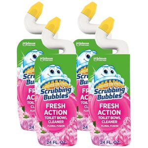Scrubbing Bubbles Fresh Action Toilet Bowl Cleaner, Floral Fusion, 1 Squeeze Bottle, 24 oz (Pack of 4)