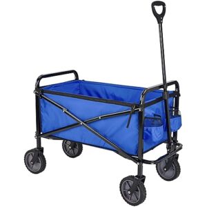 Amazon Basics Collapsible Folding Heavy Duty Utility Wagon for Outdoor Sports, 265 pounds Weight Capacity, Camping, Garden, and Shopping, 27.6 x 40.9 x 20 inches, Blue