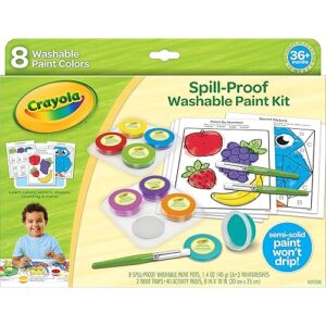 Crayola Spill Proof Paint Set (8ct), Washable Toddler Paint Kit, Includes Brushes, Pots, Activity Pages, Toddler Gift, Ages 3+
