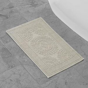 Jean Pierre New York Cotton StoneWash Medallion 17x24 in. Bath Rug, Taupe Gray