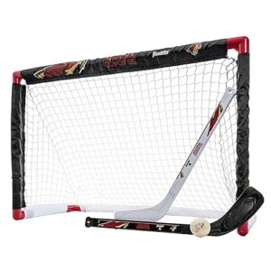 Franklin Sports NHL Mini Hockey Set - Kids Indoor Knee Hockey Goal, Ball, + 2 Mini Hockey Stick Combo Set - Youth NHL Team Indoor Toy Knee Hockey Sets - NHL Official - Ages 3+