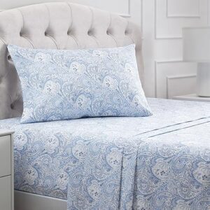 Mellanni Twin XL Sheets Set - 3 PC Iconic Collection Bedding - Hotel Luxury, Extra Soft, Cooling Bed Sheets - Wrinkle, Fade, Stain Resistant (Twin Extra Long, Paisley Blue)