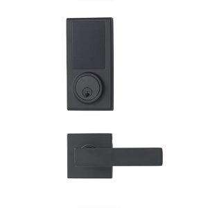 Amazon Basics Grade 3 Electronic Touchscreen Deadbolt Door Keypad Lock with Passage Lever, Matte Black, 133mm H Uppper x 65.3mm H Lower