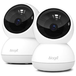 Alaga Indoor Security Camera，5G & 2.4G WiFi, 3K, 360° Pan/Tilt, Human/Pet/Motion AI, Night Vision, Speaker, Indoor Camera with Phone App, Compatible with Alexa & Google Assistant，2-Pack
