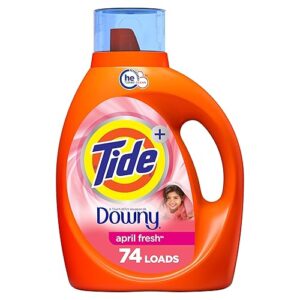 Tide Liquid Laundry Detergent with Touch of Downy, April Fresh Scent, 74 loads, 105 fl oz