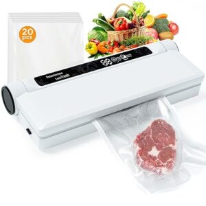 Vacuum Sealer,Equipped With 20 Vacuum Sealed Bags,Fully Automatic Dry and Wet Dual use Food Vacuum Sealer Machine,One Click Intelligent Operation,Digital Display,Super Strong Suction Power