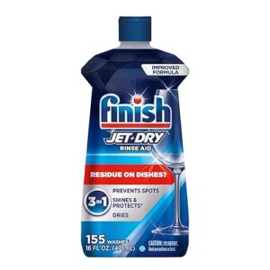 Finish Jet-Dry Dishwasher Rinse Aid, Compatible with Dishwasher Detergent, Prevents Spots & Residues, Dries, Shine & Protects, 16 oz, 155 Washes.