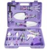 Gardening Tools Set, Unique Gardening Gifts for Women, Gardening Hand Tools with Purple Carrying Case, Gardening Kit for Home Gardening Flowers Potted Trim Loosing Planting Tools (10purple)