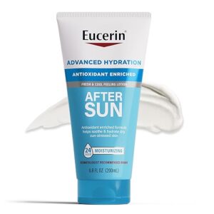 Eucerin Advanced Hydration After Sun Lotion for Face and Body, Enriched with Antioxidants, 24-Hour Hydration for Dry, Sun-Stressed Skin, 6.8 Fl Oz Tube