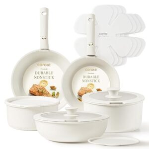 CAROTE Pots and Pans Set Non Stick, 15pcs Cookware Sets, Dishwasher/Oven/Fridge Safe, Kitchen Set, Space Saving Pots Set, Nonstick Set with Versatile Detachable Handle, Induction RV Set