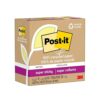 Post-it 100% Recycled Paper Super Sticky Notes, Canary Yellow, 3 in. x 3 in., 5 Sticky Note Pads, 70 Sheets per Pad, New Year Organization or Second Semester School Supplies