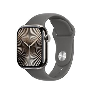 Apple Watch Series 10 [GPS + Cellular 42mm case] Smartwatch with Natural Titanium Case with Stone Grey Sport Band - S/M. Fitness Tracker, ECG App, Always-On Retina Display, Water Resistant