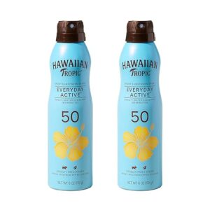 Hawaiian Tropic Everyday Active Spray Sunscreen SPF 50 | Body Sunscreen Spray SPF 50, Sunblock, Oxybenzone-Free, 6oz each Twin Pack