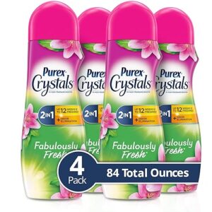 Purex Crystals In-Wash Fragrance and Scent Booster, Fabulously Fresh, 21 Ounce, Pack of 4, 84 Total Ounces