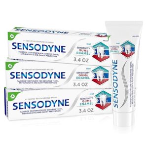 Sensodyne Toothpaste Sensitivity Gum and Enamel, Triple Protection, Refreshing Fluoride Toothpaste, Mint Flavor - 3.4 Ounces x 3