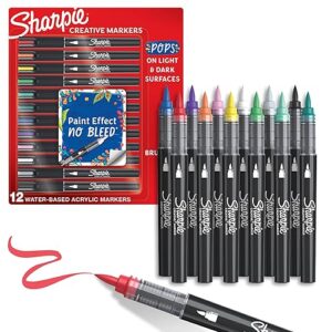 Sharpie Creative Paint-like Brush Tip Acrylic Markers, Assorted Colors, 12 Count, Perfect for Art and Craft Supplies