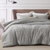 Bedsure Dark Grey Duvet Cover King Size - Super Soft Cationic Dyed Duvet Cover for Kids with Zipper Closure, 3 Pieces, No Comforter(King, 104"x90")
