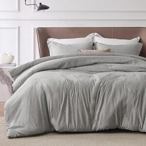 Bedsure Dark Grey Duvet Cover King Size - Super Soft Cationic Dyed Duvet Cover for Kids with Zipper Closure, 3 Pieces, No Comforter(King, 104"x90")