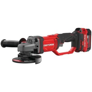 CRAFTSMAN V20 Cordless Angle Grinder Tool Kit, 4-1/2 inch, Battery and Charger Included (CMCG400M1)
