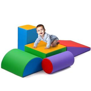 Play22 Soft Climbing Toys for Toddlers Indoor - 5 PC Baby Foam Climbing Blocks, PU Leather Gym Climb and Crawl Play Set Waterproof and Easy to Clean