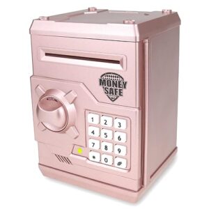 Kids Money Bank, Electronic Piggy Banks, Great Gift Toy for Kids Children, Auto Scroll Paper Money Saving Box Password Coin Bank,Perfect Toy Gifts for Boys Girls (Rose Gold)