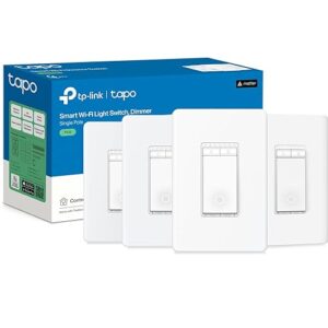TP-Link Tapo Matter Smart Dimmer Switch, Single Pole, Neutral Wiring & 2.4 GHz WiFi Required, Compatible with Alexa, Siri, Google Home, Bixby, UL Certified Light Switch, (4-Pack)