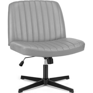 DUMOS Criss Cross Chair Legged Office Wide Comfy Desk Seat, No Wheels Armless Computer Task Seating, Swivel Vanity Home Height Adjustable