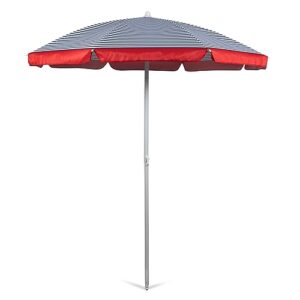PICNIC TIME Outdoor Canopy Sunshade Beach Umbrella 5.5', Small Patio Umbrella, Beach Chair Umbrella, (Blue Pinstripe Pattern)