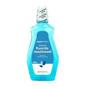 Amazon Basics Fluoride Mouthwash for Adults, Anticavity, Alcohol Free - Refreshing Mint Flavor, 1 Liter, 1-Pack