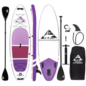 Polar Outdoors by Roc Inflatable Stand Up Paddle Board with Premium SUP Paddle Board Accessories, Wide Stable Design, Non-Slip Comfort Deck for Youth & Adults