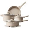 CAROTE 10pcs Pots and Pans Set Non Stick, Taupe Nonstick Cookware Set, Frying pans with lids, Kitchen Essentials Pot and Pan, Induction Cookware