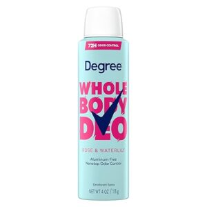 Degree Women Whole Body Deodorant Spray, Rose & Waterlily Scent, Aluminum Free 72H Odor Protection 4 oz