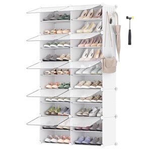 SONGMICS Shoe Rack Organizer, 10-Tier Shoe Storage Cabinet for Closet and Entryway, Holds 40 Pairs of Shoes, Adjustable, White ULPC035W01