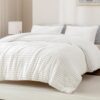Andency Fluffy Queen Comforter Set, Super Soft White Comforters Queen Size, Winter Warm Fleece Faux Fur Bedding Set, Luxury Plush Fuzzy Bed Set 3 Pieces (1 Shaggy Comforter, 2 Pillowcases)