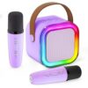 IROO Mini Karaoke Machine for Kids, 2025 TOP Toys Birthday Gifts Ideas for Girls Ages 4, 5, 6, 7, 8, 9, 10, 12+ Years Old, Portable Bluetooth Speaker with 2 Wireless Mics for Party Toddlers(Purple)
